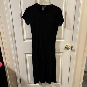 Lauren Ralph Lauren Women's Black Rayon Short Sleeve Midi Dress ~ Petite Small